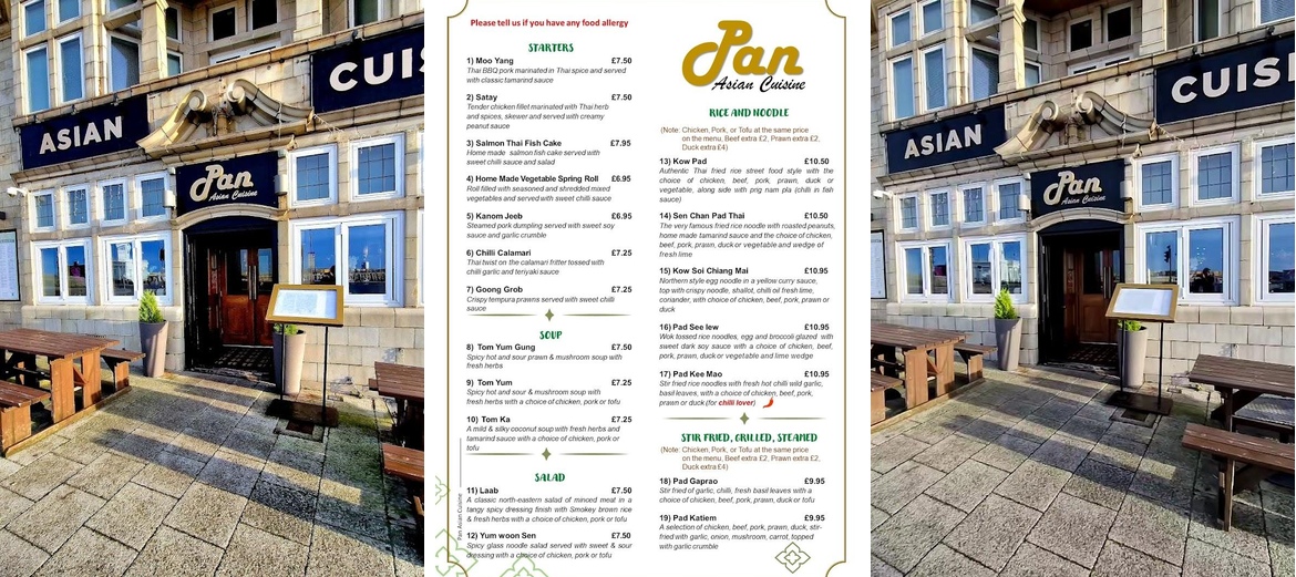 Pan Asian Cusine in Margate Menu