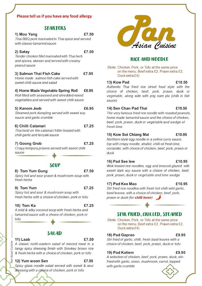 Pan Asian Cusine in Margate Menu image 1