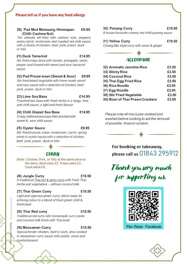 Pan Asian Cusine in Margate Menu image 2